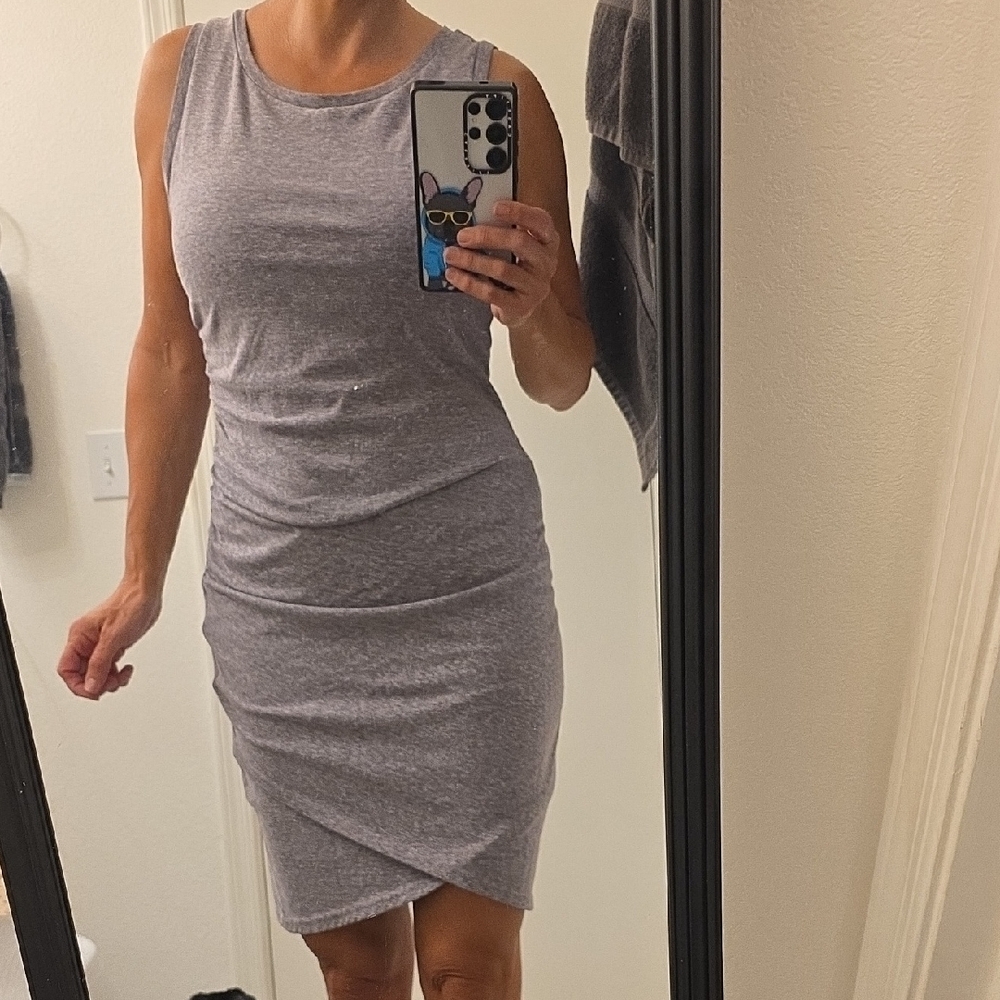 Leith Heather Gray Sleeveless Midi Dress